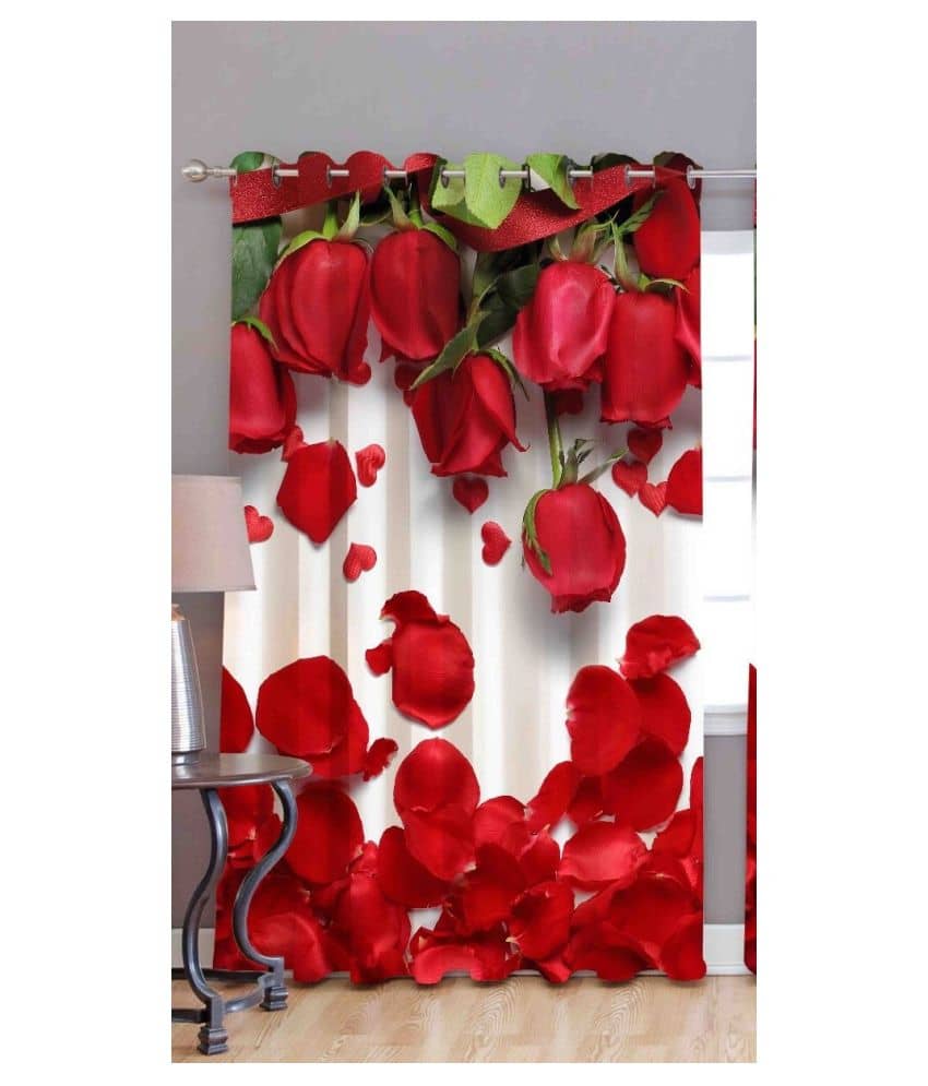 MAHALUXMI COLLECTION Single Window Semi-Transparent Eyelet Polyester Curtains Multi Color