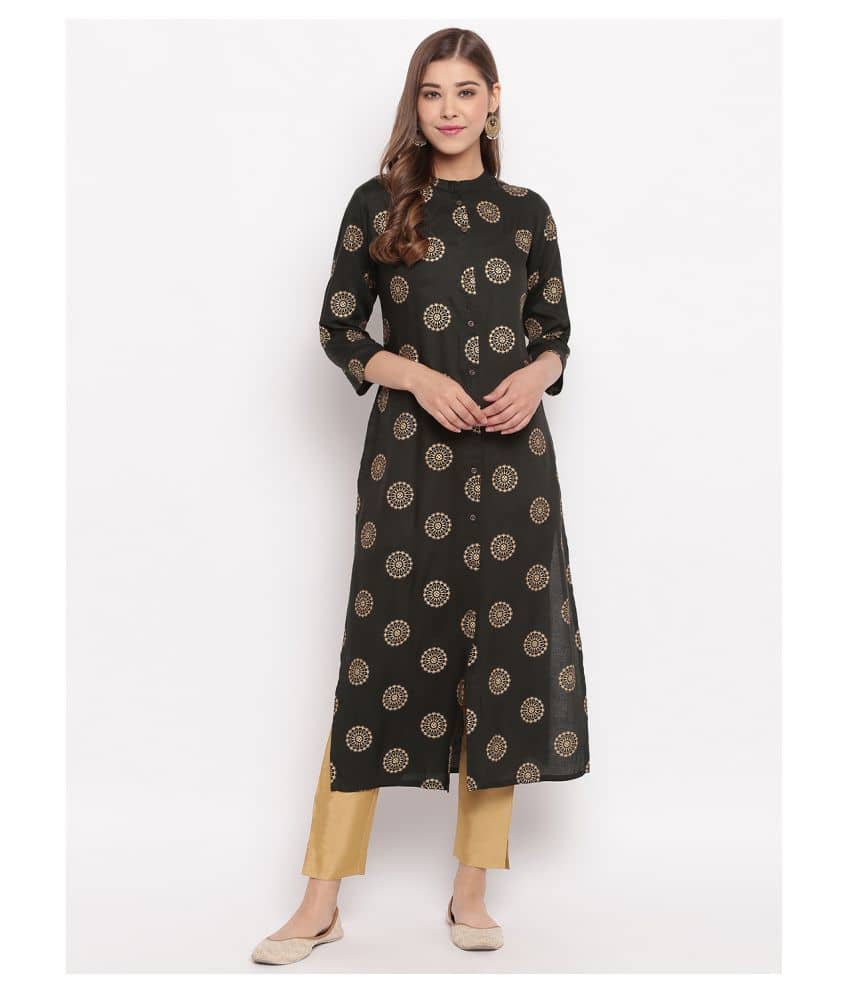 Vbuyz - Green Rayon Women's Front Slit Kurti - Kurtis, Tunics | Buy online on ZillyBuy