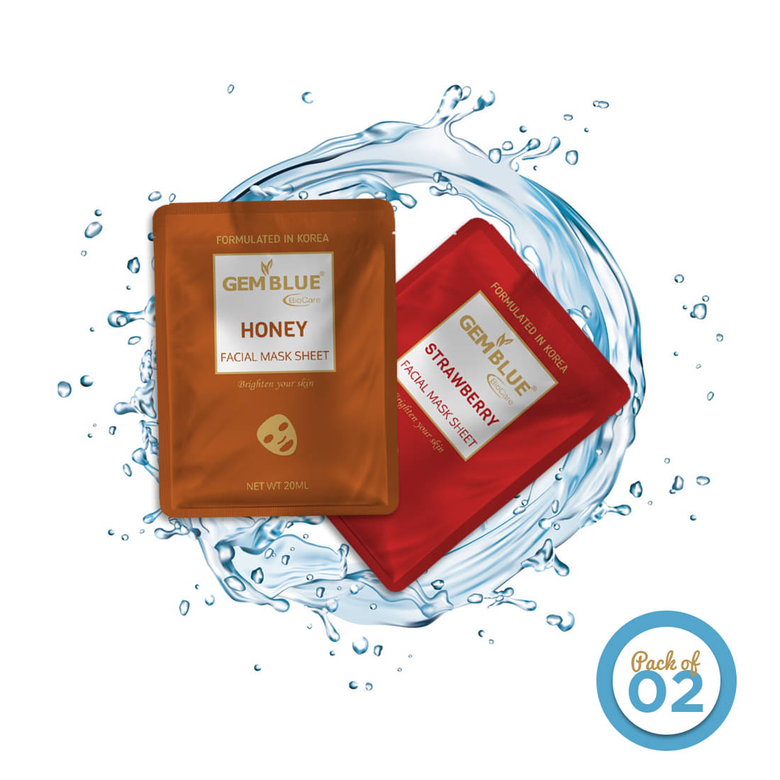    			gemblue biocare Face Sheet Mask Masks 60 gm Pack of 2