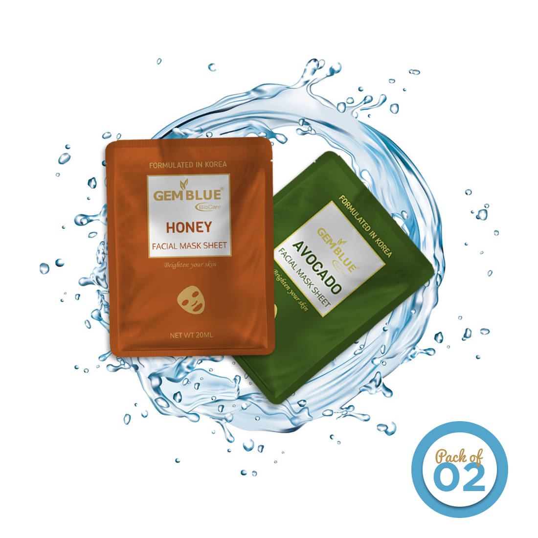     			gemblue biocare Face Sheet Mask Masks 60 gm Pack of 2