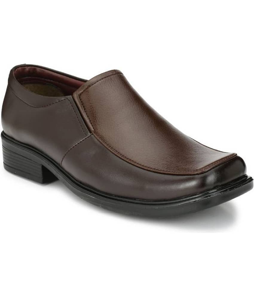 Leeport Slip On Artificial Leather Brown Formal Shoes - Formal Shoes | Buy online on ZillyBuy