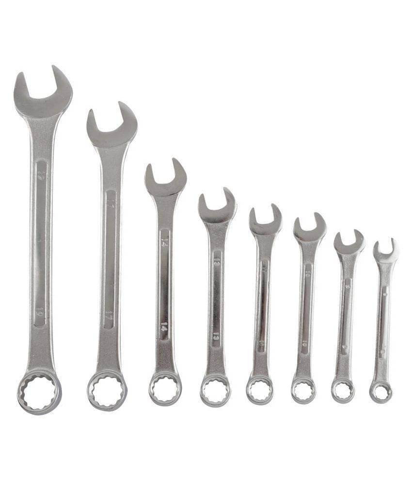 GLOBUS COMBINATION SPANNER SET/8 PCS, RAISED PANEL, MIRROR HEAD POLISH IN BLUE PVC WALLET. GLOBUS COMBINATION SPANNER SET/8 PCS, RAISED PANEL, MIRROR HEAD POLISH IN BLUE PVC WALLET.
