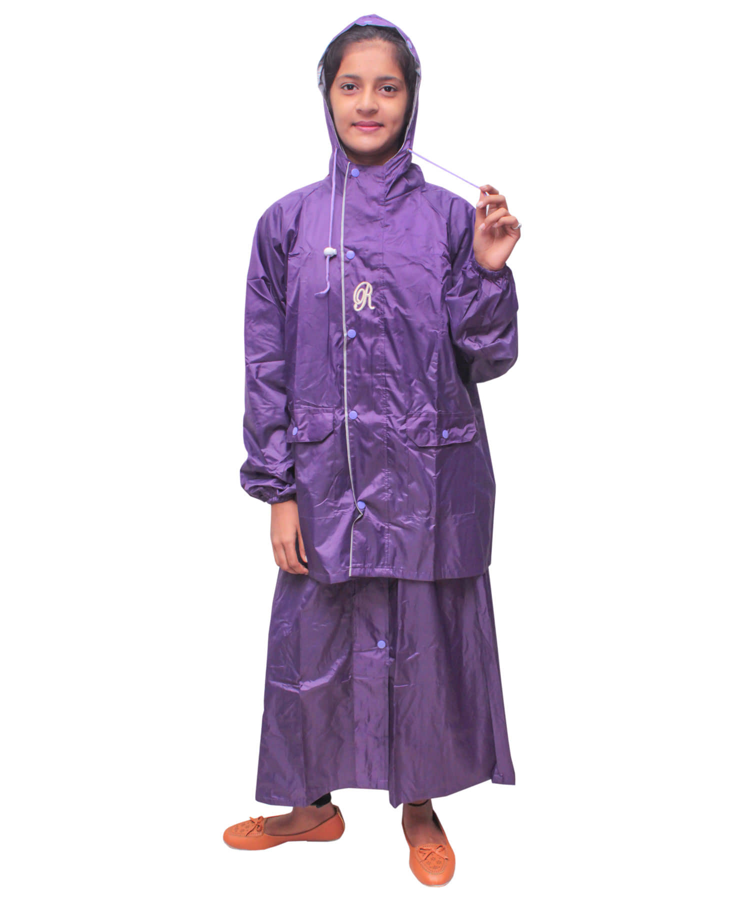 Goodluck Nylon Raincoat Set - Purple