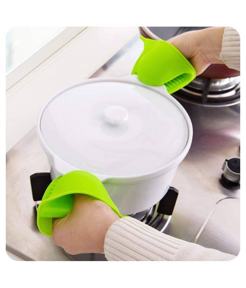     			Set of 2 Silicone Microwave Oven Heat Resistant Pinch Grip Mitten Oven Mitt Gripper Grip Kitchen Pot Holder Utensil Tool