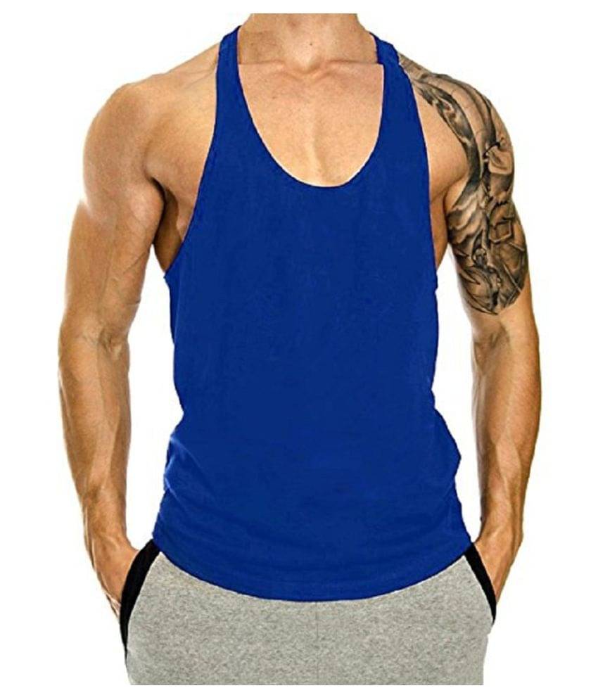     			THE BLAZZE Blue Sleeveless Vests Single