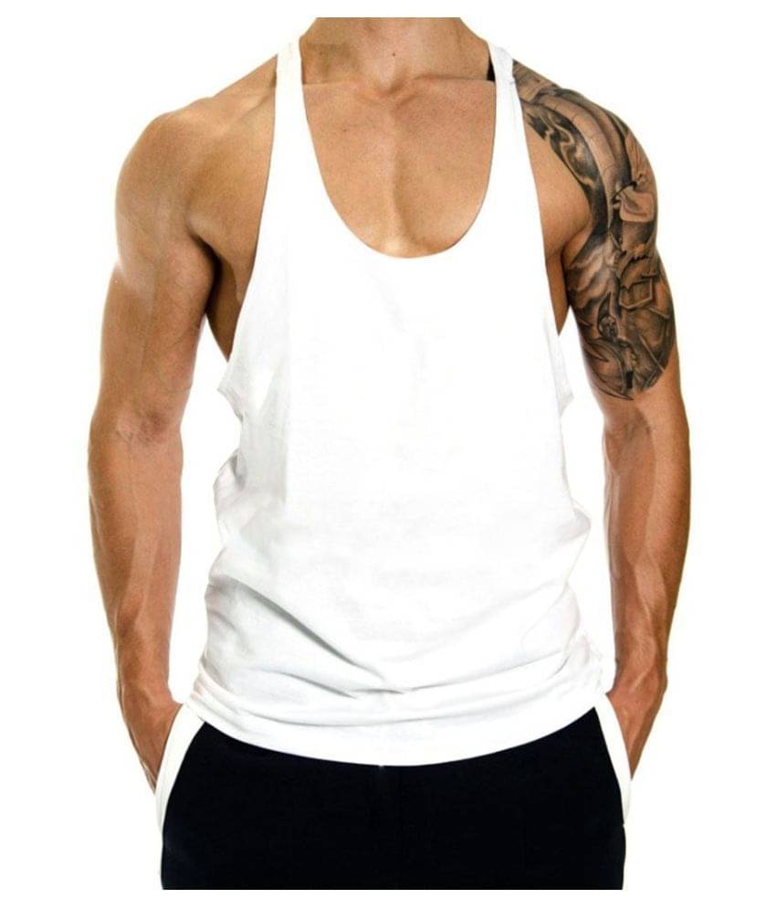 THE BLAZZE White Sleeveless Vests Single     			THE BLAZZE White Sleeveless Vests Single
