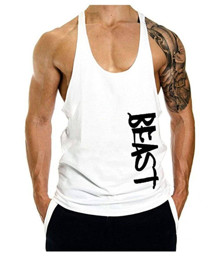 THE BLAZZE White Sleeveless Vests Single     			THE BLAZZE White Sleeveless Vests Single