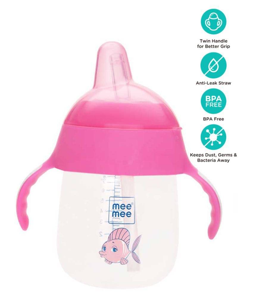     			Mee Mee Pink Plastic Straw sippers