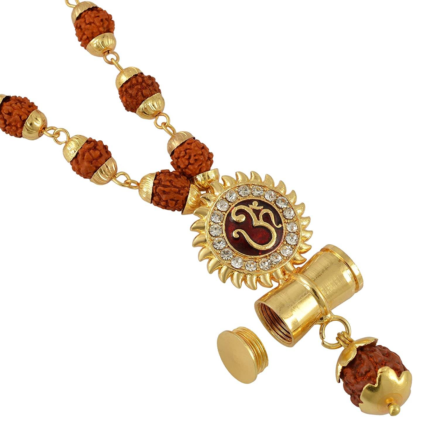    			Om Panchmukhi Damru Rudraksh Pendant Necklace