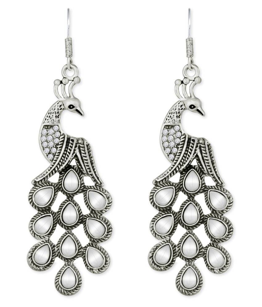     			Spargz - Silver Drop Earrings ( Pack of 1 )