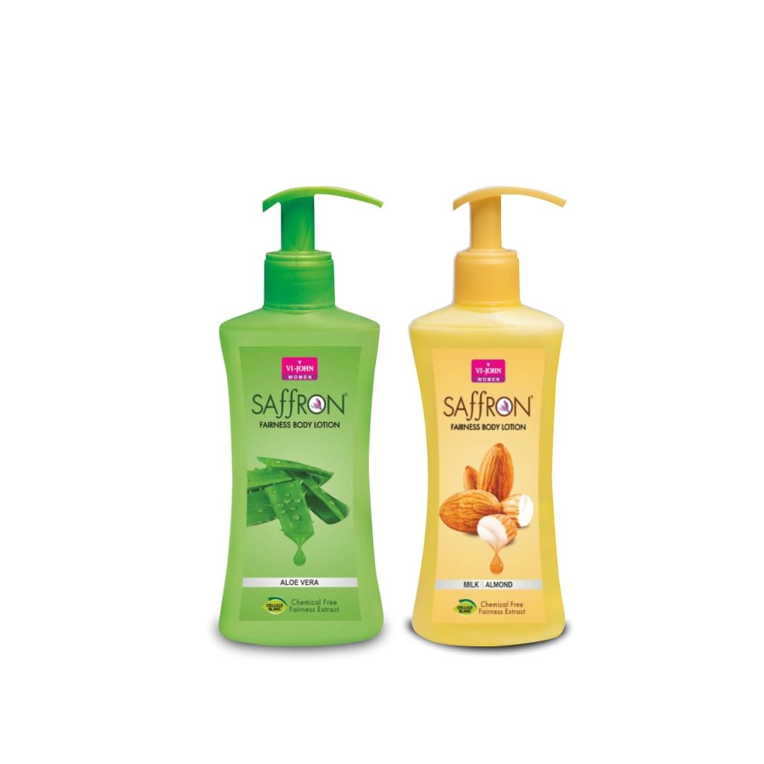     			VI-JOHN Saffron Fairness Body Lotion Milk Almond & Aloevera 250ml Each (500ml) - Pack of 2