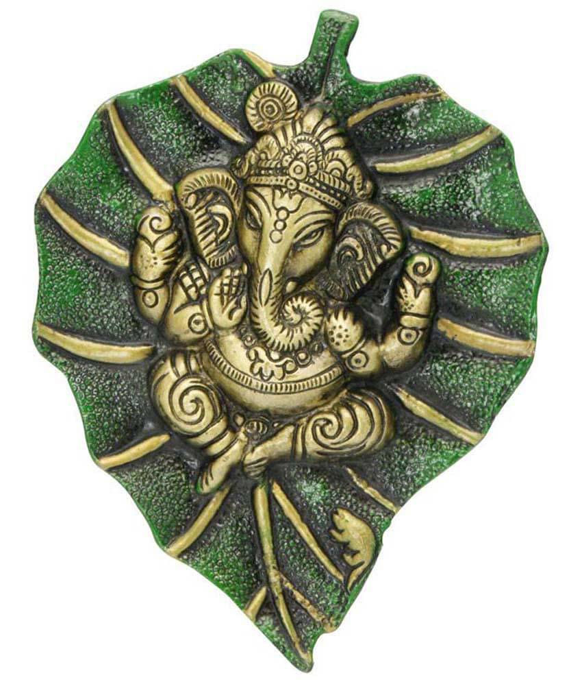    			nitin collection  Aluminium Ganesha On A Leaf Wall Hanging Decorative Show Piece- Pack of 1