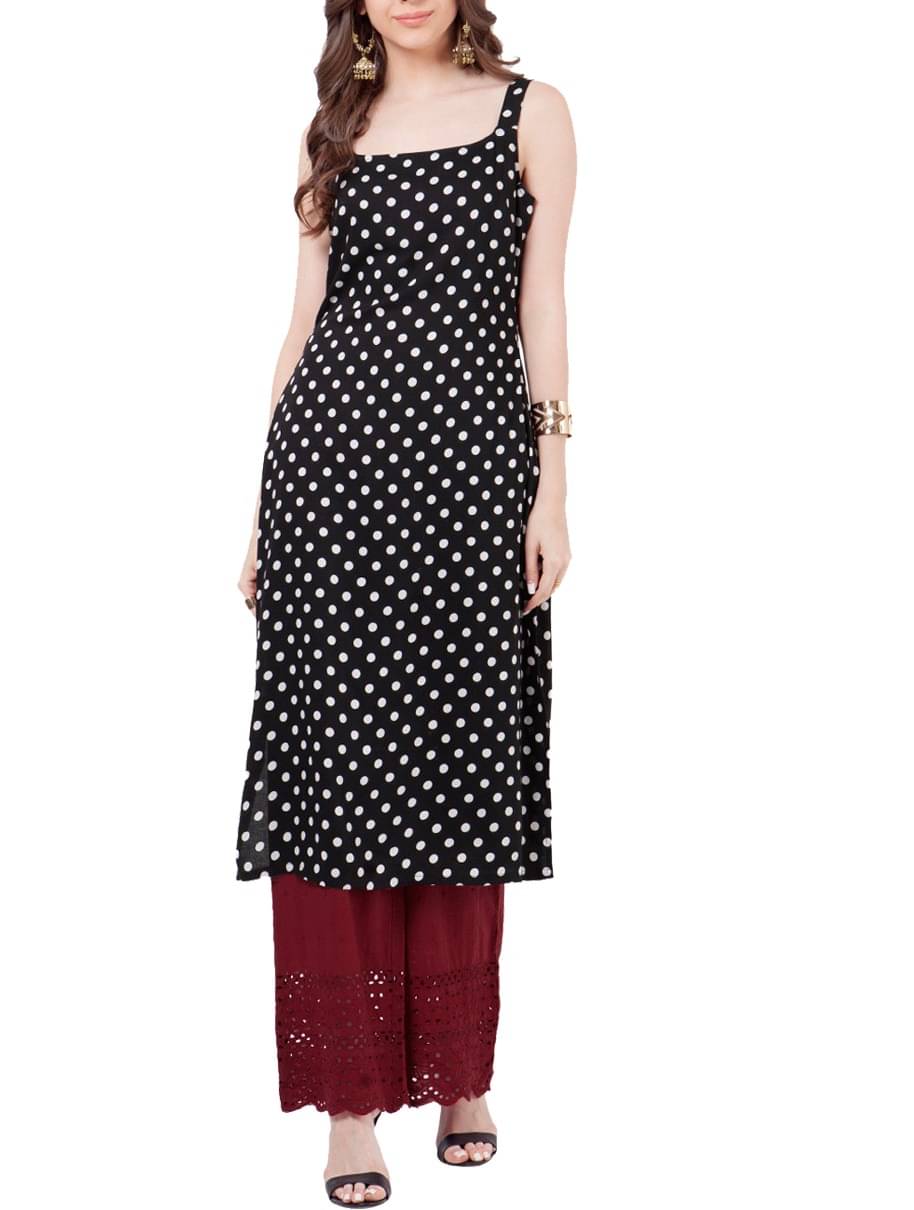     			NOWT - Black Crepe Women's Straight Kurti