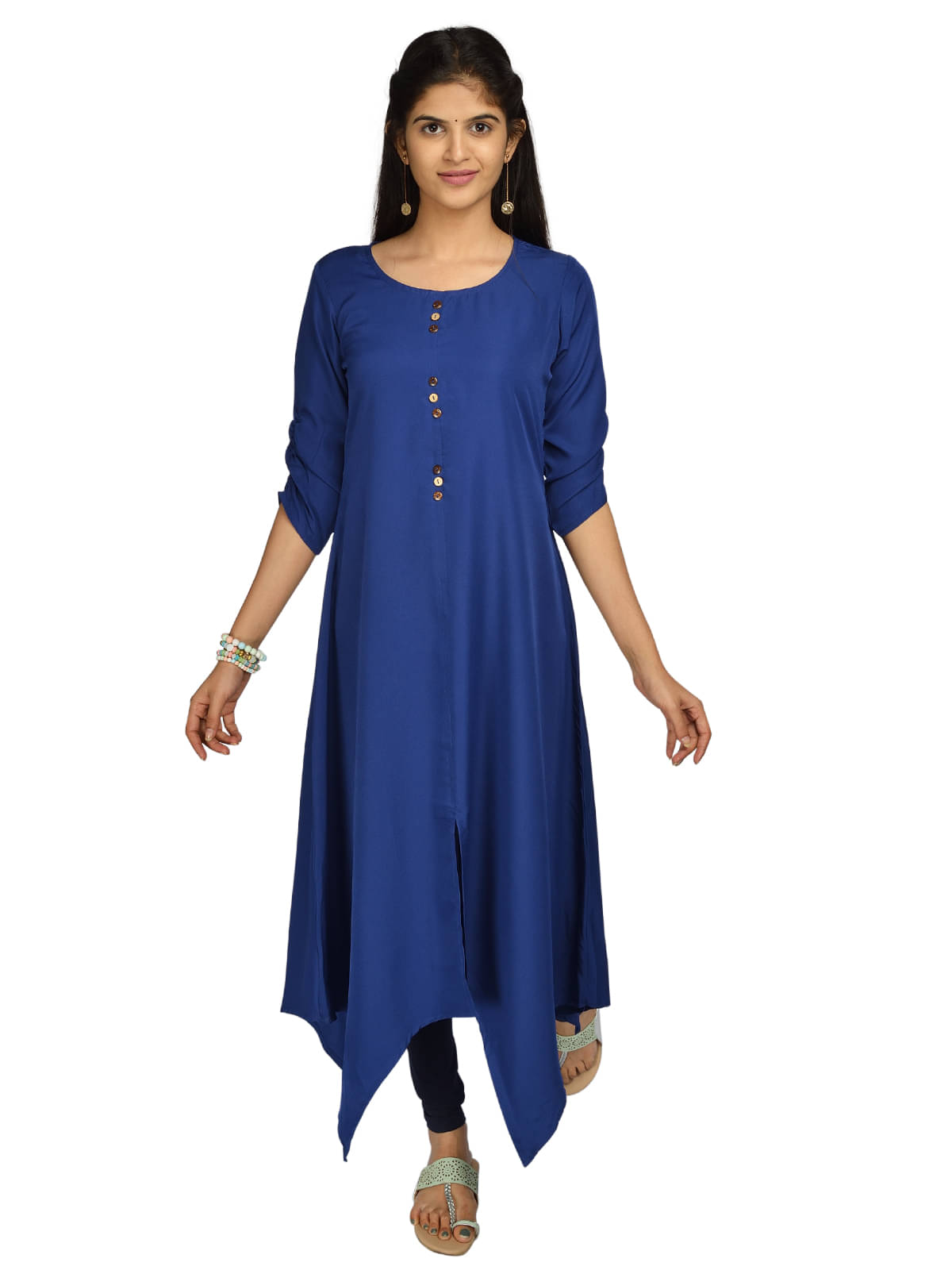     			NOWT Navy Crepe Asymmetrical Kurti