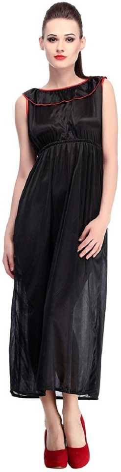 R L F Satin Baby Doll Dresses Without Panty - Black     			R L F Satin Baby Doll Dresses Without Panty - Black