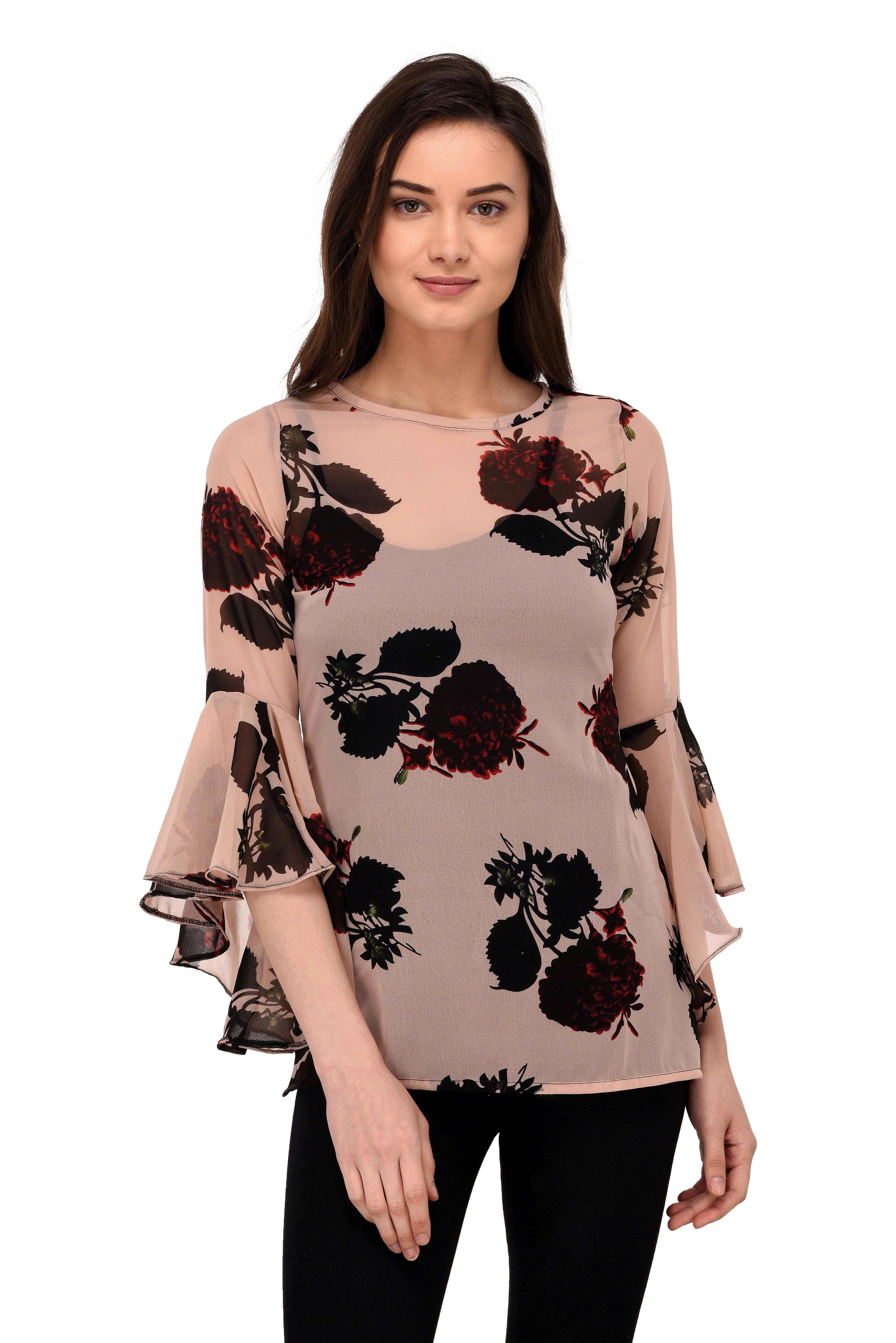 NOWT Women's Georgette Regular Top ( Pink )     			NOWT Women's Georgette Regular Top ( Pink )