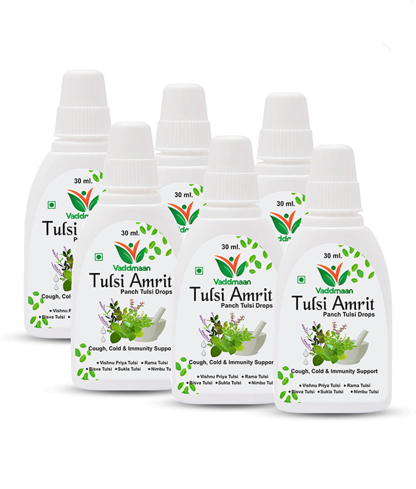 Vaddmaan Tulsi Amrit - 6 X 30 Ml - Panch Tulsi Ark Drops - Pure Organic Concentrated Extract of 5 Rare Tulsi For Natural Immunity Boosting & Cough And Cold Relief Vaddmaan Tulsi Amrit - 6 X 30 Ml - Panch Tulsi Ark Drops - Pure Organic Concentrated Extract of 5 Rare Tulsi For Natural Immunity Boosting & Cough And Cold Relief