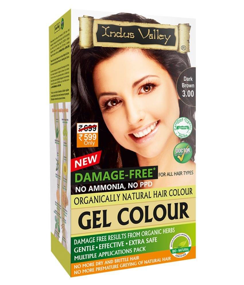     			Indus Valley Damage Free Gel Hair Colour Regular Pack Dark Brown 220 ML Pack of 1