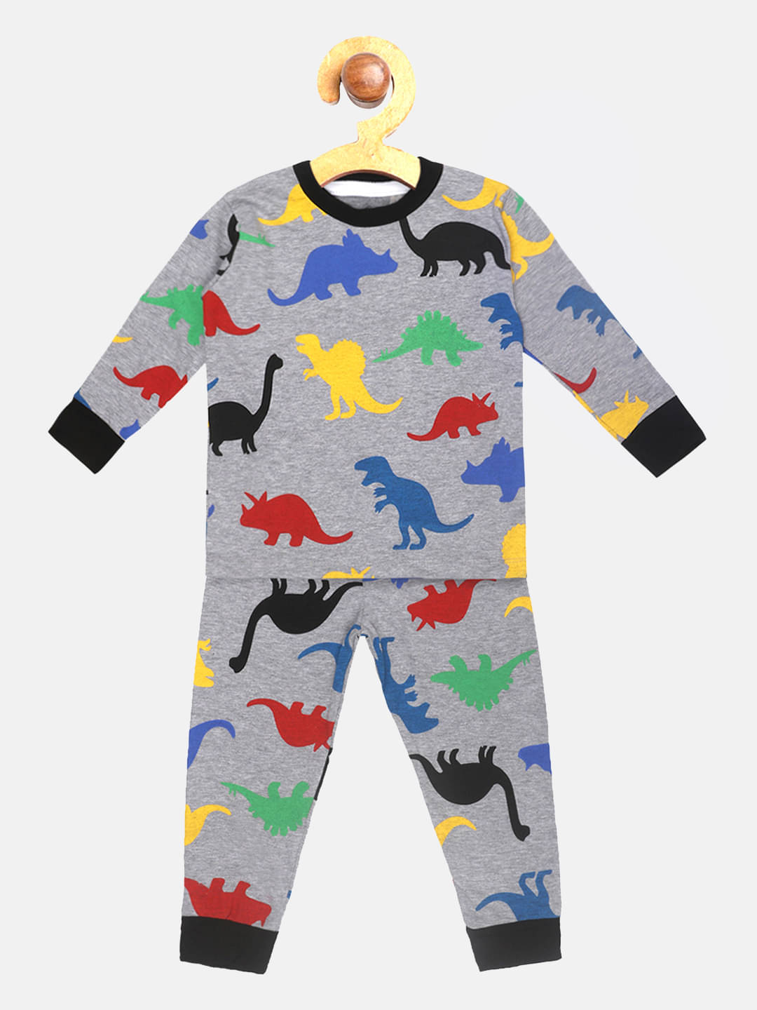     			Lazy Shark Pack of 1 Boys Cotton Blend Nightsuit Set ( Grey )