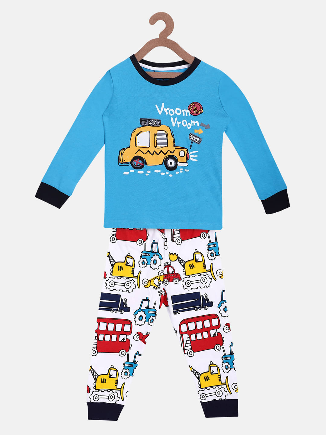     			Lazy Shark Pack of 1 Boys Cotton Blend Nightsuit Set ( Blue )