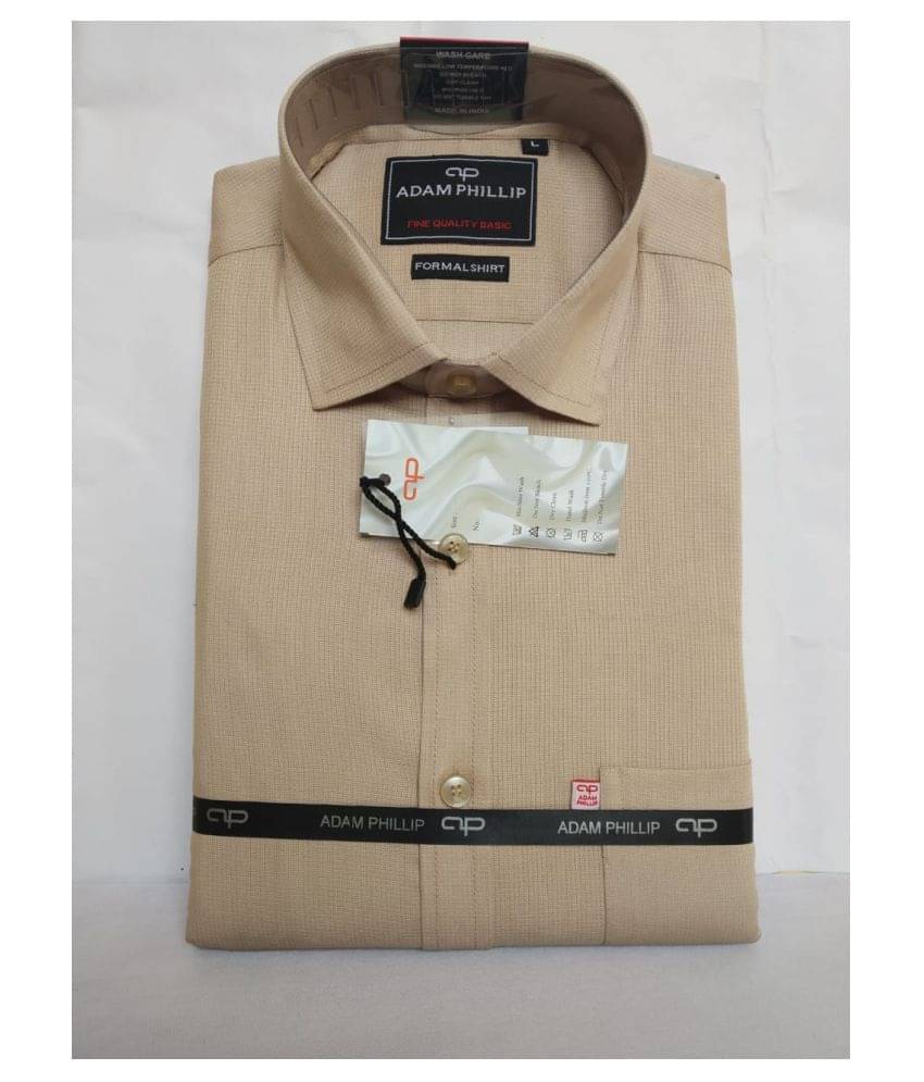     			adam phillip Cotton Blend Brown Solids Formal Shirt