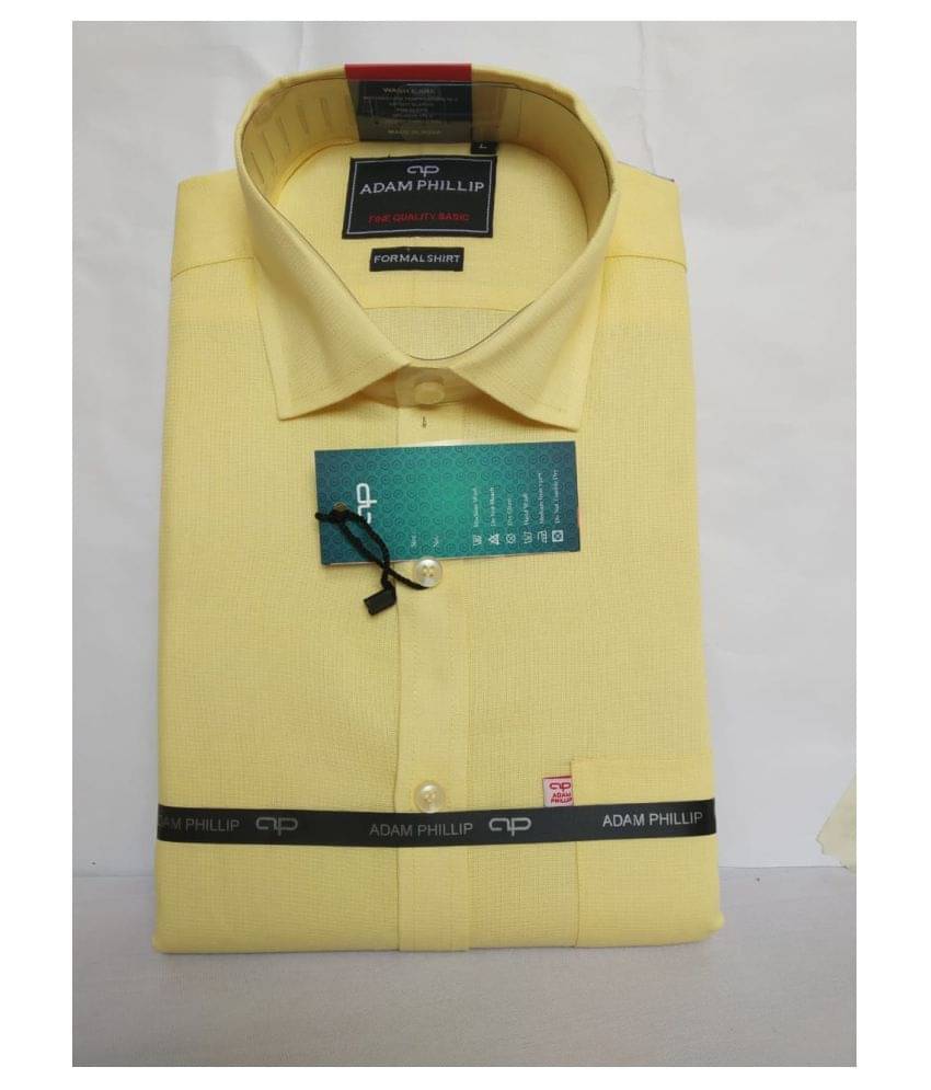 adam phillip Cotton Blend Yellow Solids Formal Shirt adam phillip Cotton Blend Yellow Solids Formal Shirt