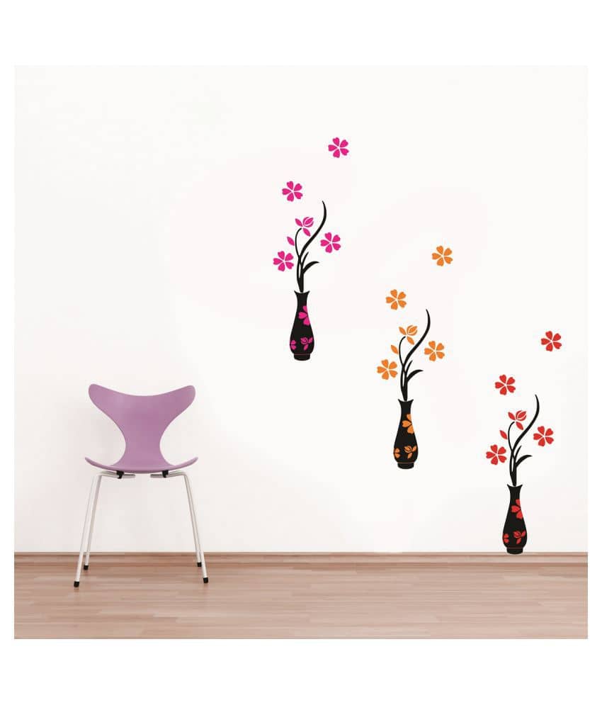 Decor Villa COLORFULL FLOWER POT Nature Sticker ( 101 x 91 cms )