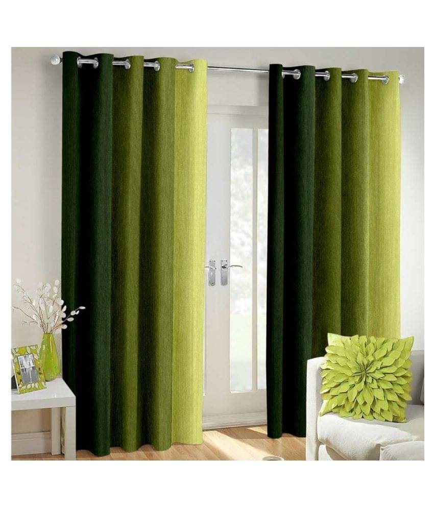 Homefab India Floral Blackout Eyelet Door Curtain 6ft (Pack of 2) - Green Homefab India Floral Blackout Eyelet Door Curtain 6ft (Pack of 2) - Green