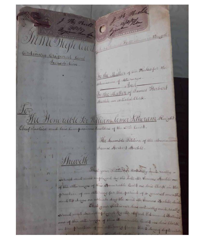     			1887 - FORT WILLIAM , CALCUTTA , BENGAL , EAST INDIA COMPANY , EIC , E.I.C - Document with Red Seal , George III