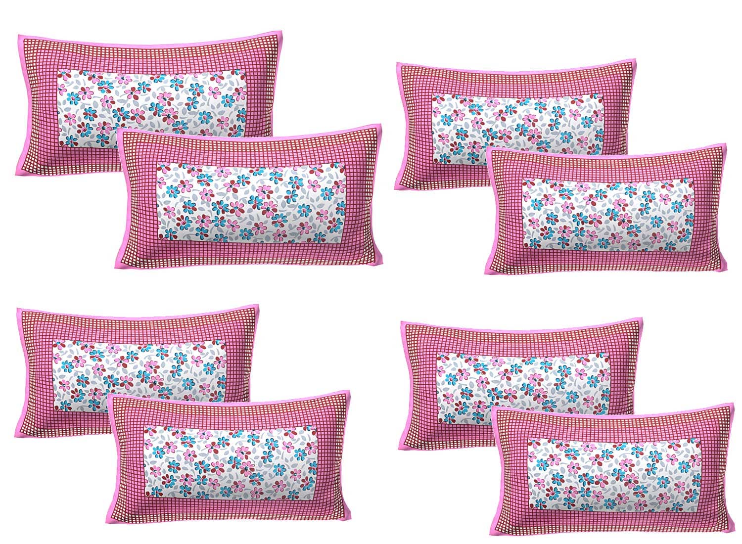 AJ Home Pack of 8 Cotton Pink Pillow Cover (17 X 27 Inch)