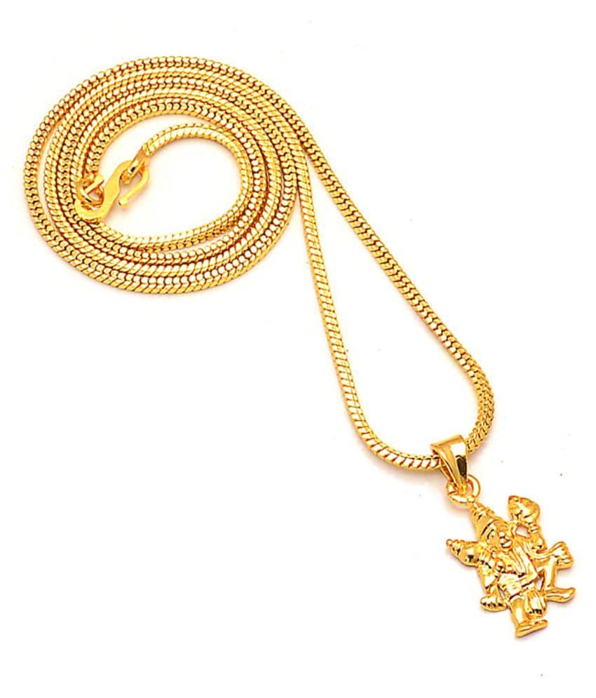 Jewar Mandi Neck Chain 24 Inch Gold Plated With Hanuman Ji Pendant Real Look Daily Use Gold Brass & Copper Jewelry for Women & Girls, Men & Boys 8237 - Jewellery Sets | Buy online on ZillyBuy