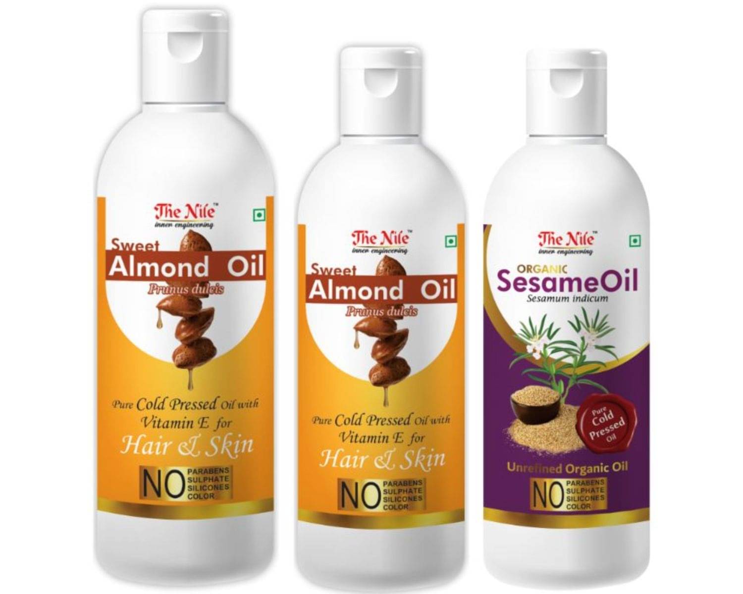 The Nile Almond 150 ML + Almond 100 ML + Sesame Oil 100 Ml 350 mL Pack of 3 The Nile Almond 150 ML + Almond 100 ML + Sesame Oil 100 Ml 350 mL Pack of 3