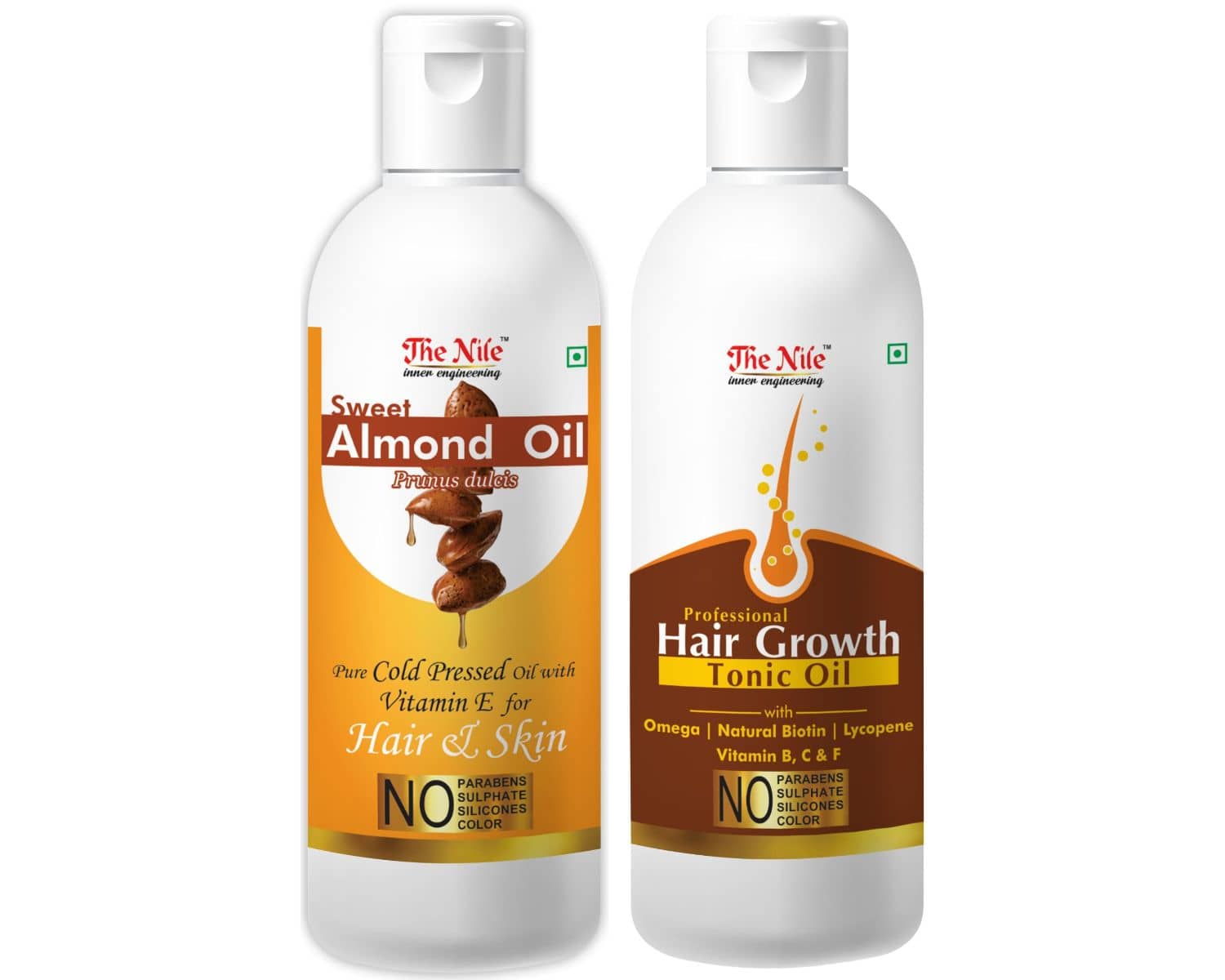 The Nile Almond Oil150 ML + Hair Growth Tonic 200 ML  Hair Oil 350 mL Pack of 2