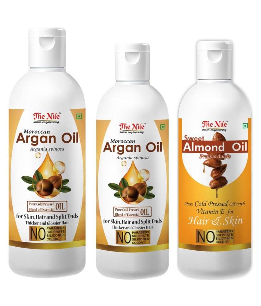     			The Nile Argan Oil 150 ML + Argan Oil 100 ML +  Almond Oil 100 Ml 350 mL Pack of 3