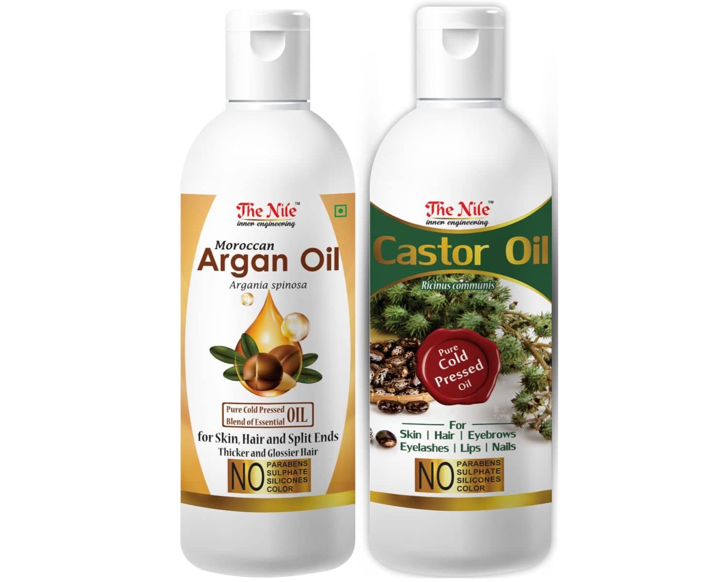 The Nile Argan Oil 150 ML + Castor Oil 200 ML Hair Oil 350 mL Pack of 2