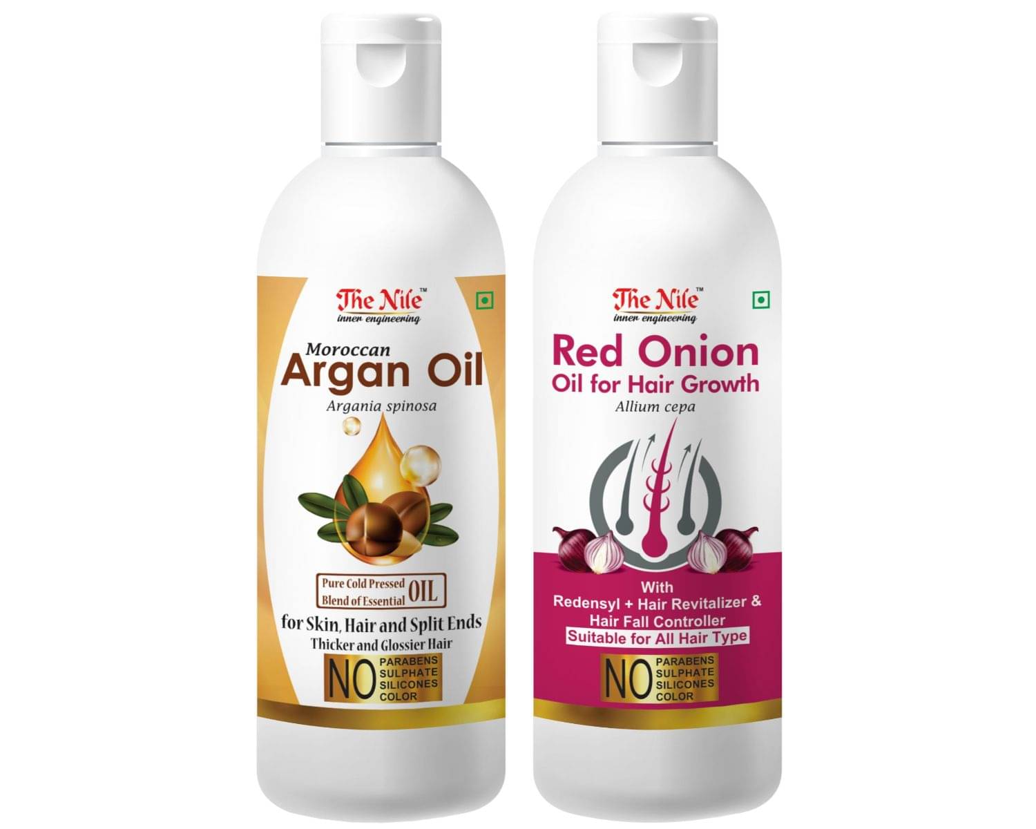The Nile Argan Oil 150 ML + Onion Oil 200 ML Hair Oil 350 mL Pack of 2 The Nile Argan Oil 150 ML + Onion Oil 200 ML Hair Oil 350 mL Pack of 2