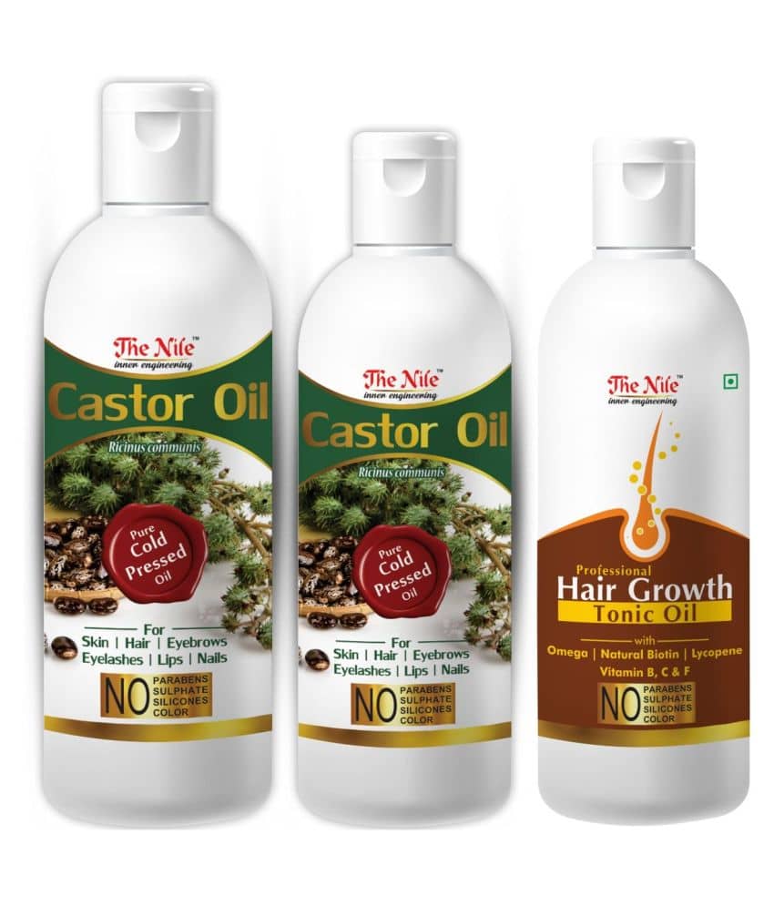 The Nile Castor Oil 150 ML + Castor Oil 100 ML + Hair Tonic 100 Ml 350 mL Pack of 3