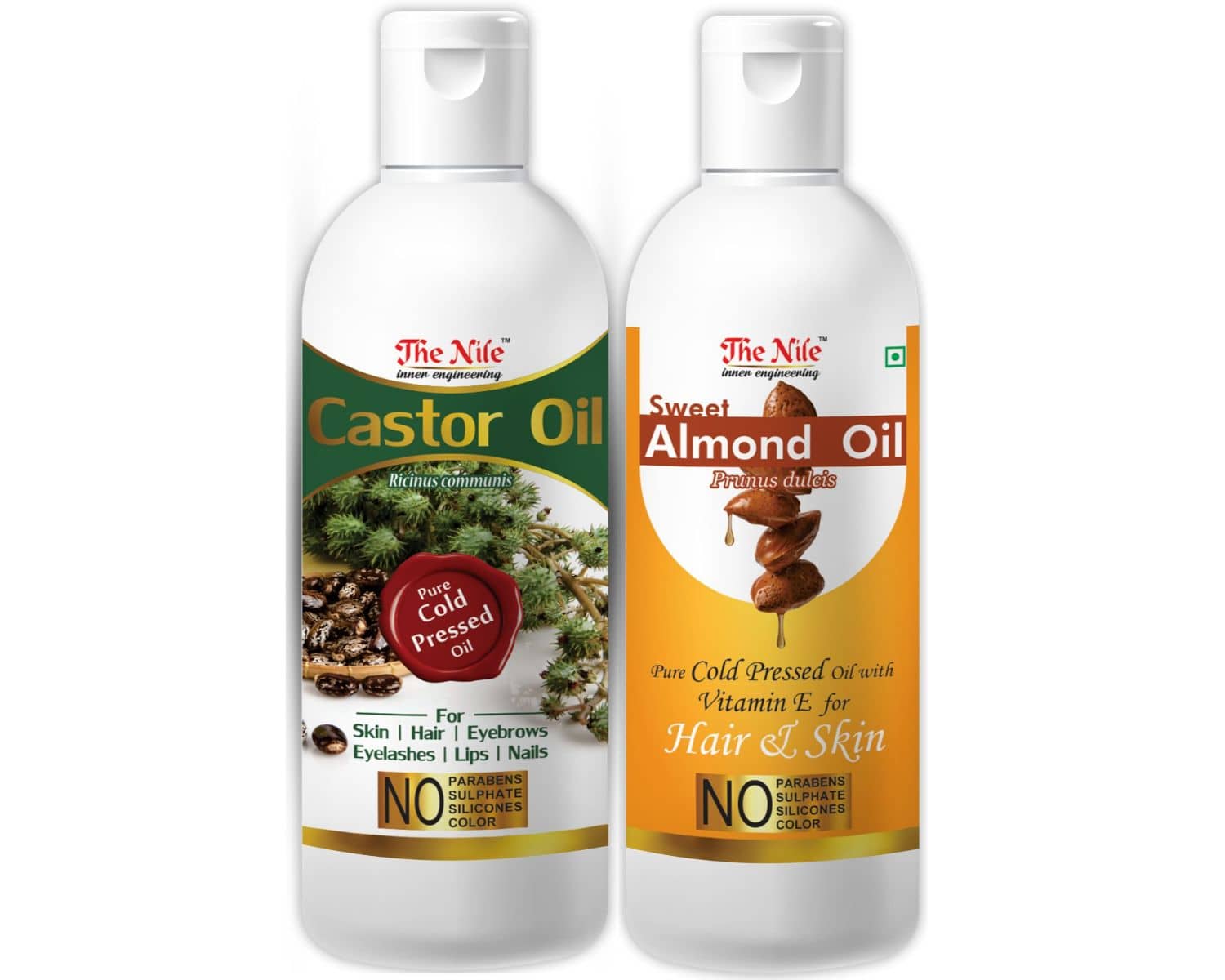 The Nile Castor Oil 150 ML + Almond Oil 200 ML Hair Oil 350 mL Pack of 2