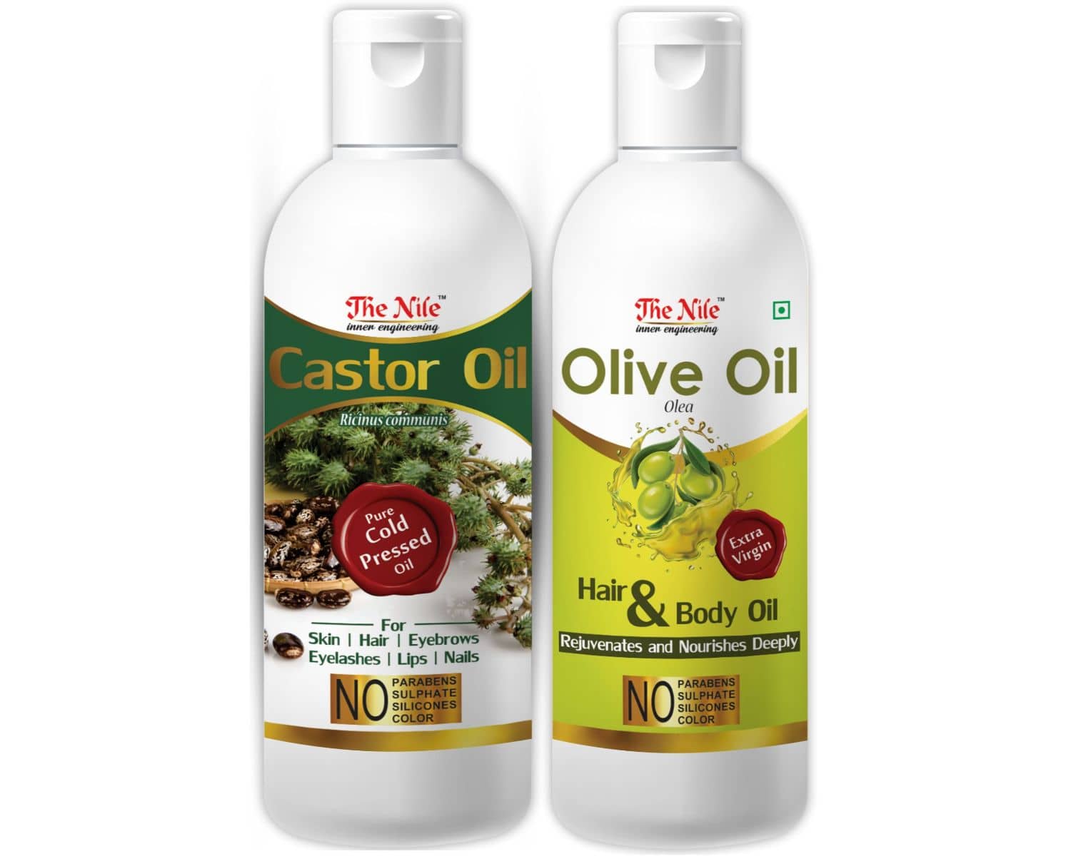 The Nile Castor Oil 150 ML + Olive Oil 200 ML Hair Oil 350 mL Pack of 2
