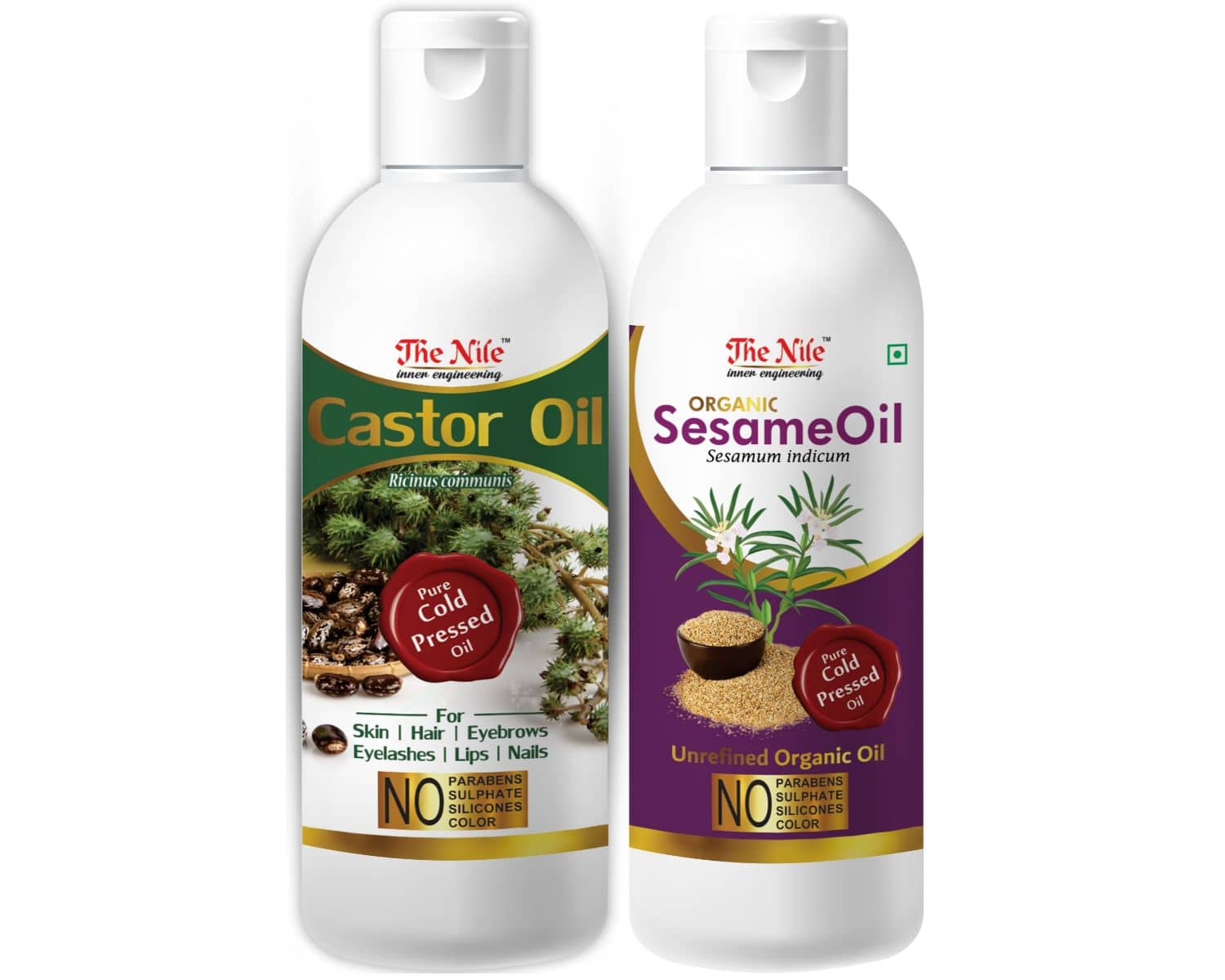 The Nile Castor Oil 150 ML + Sesame Oil 200 ML Hair Oil 350 mL Pack of 2