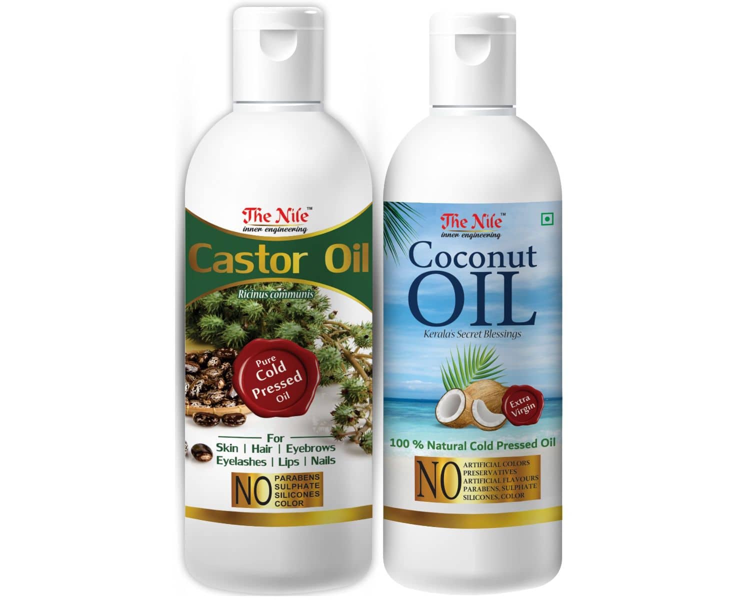 The Nile Castor Oil 150 ML + Coconut Oil 200 ML Hair Oil 350 mL Pack of 2