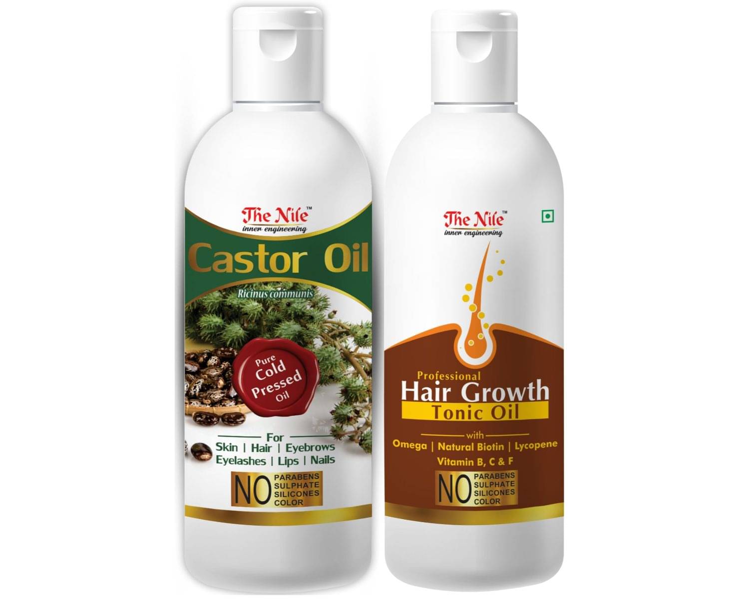 The Nile Castor Oil 150 ML + Hair Tonic 200 ML  Hair Oil 350 mL Pack of 2     			The Nile Castor Oil 150 ML + Hair Tonic 200 ML  Hair Oil 350 mL Pack of 2