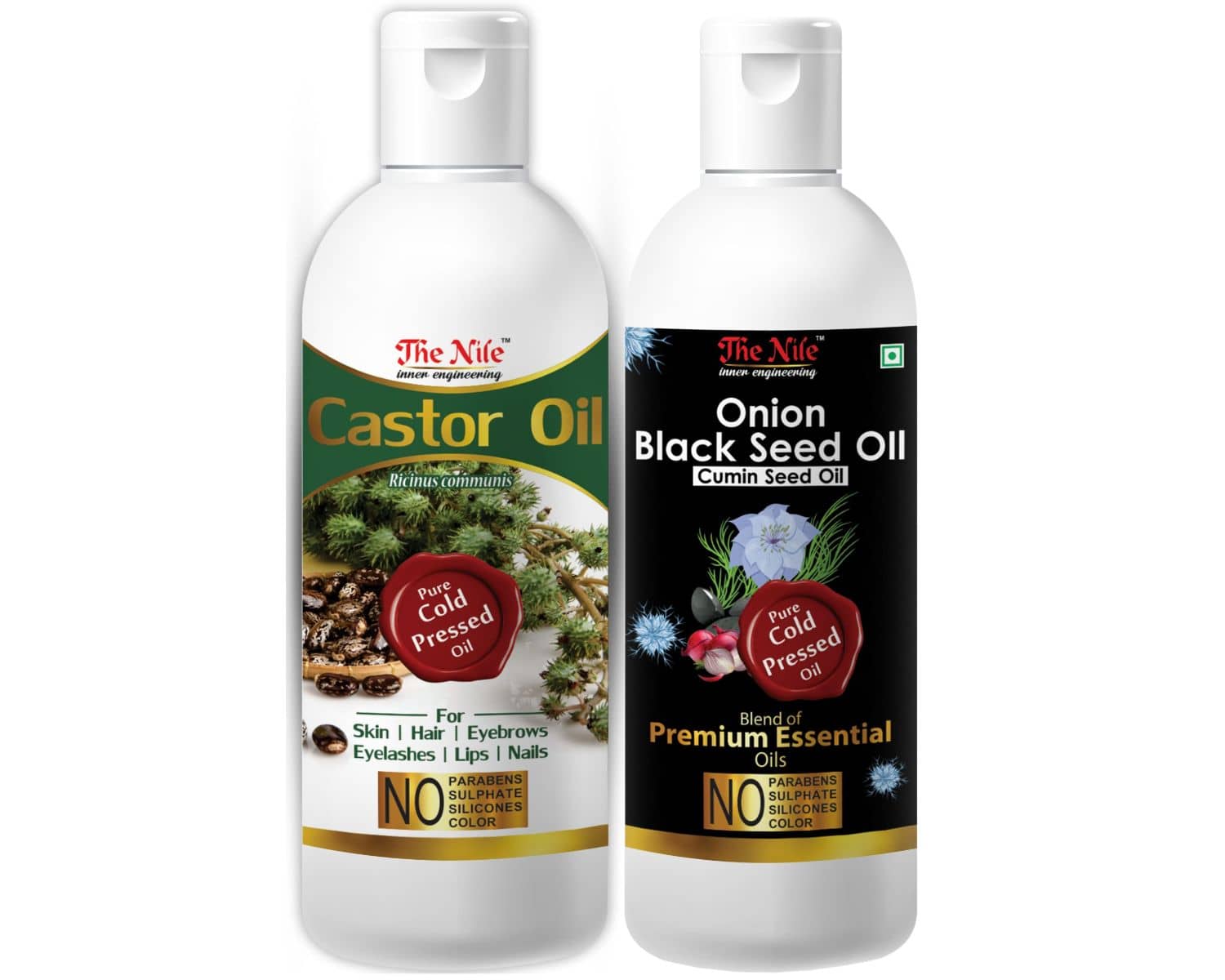 The Nile Castor Oil 150 ML + Black Seed 200 ML Hair Oil 350 mL Pack of 2
