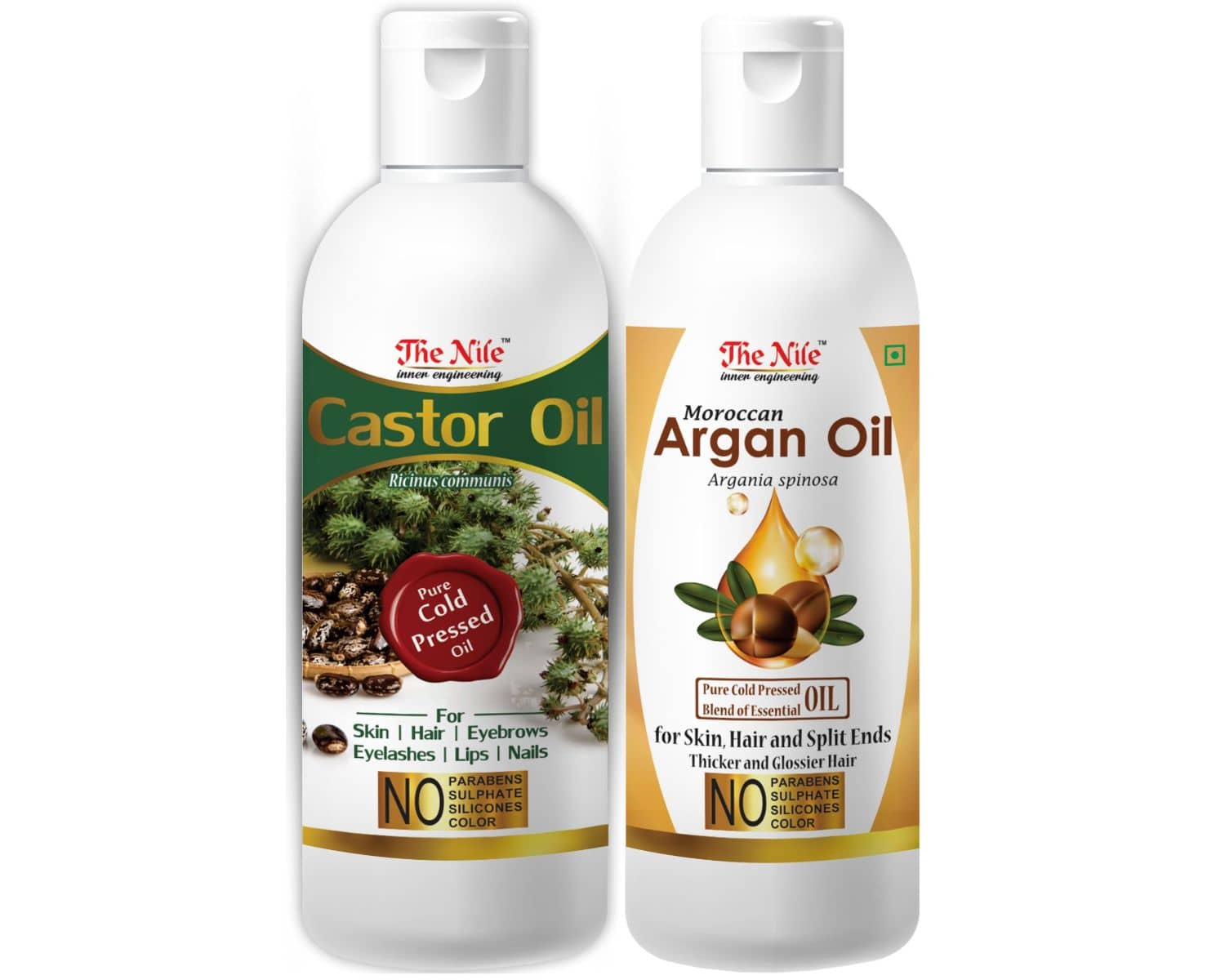 The Nile Castor Oil 150 ML + Argan Oil 200 ML Hair Oil 350 mL Pack of 2