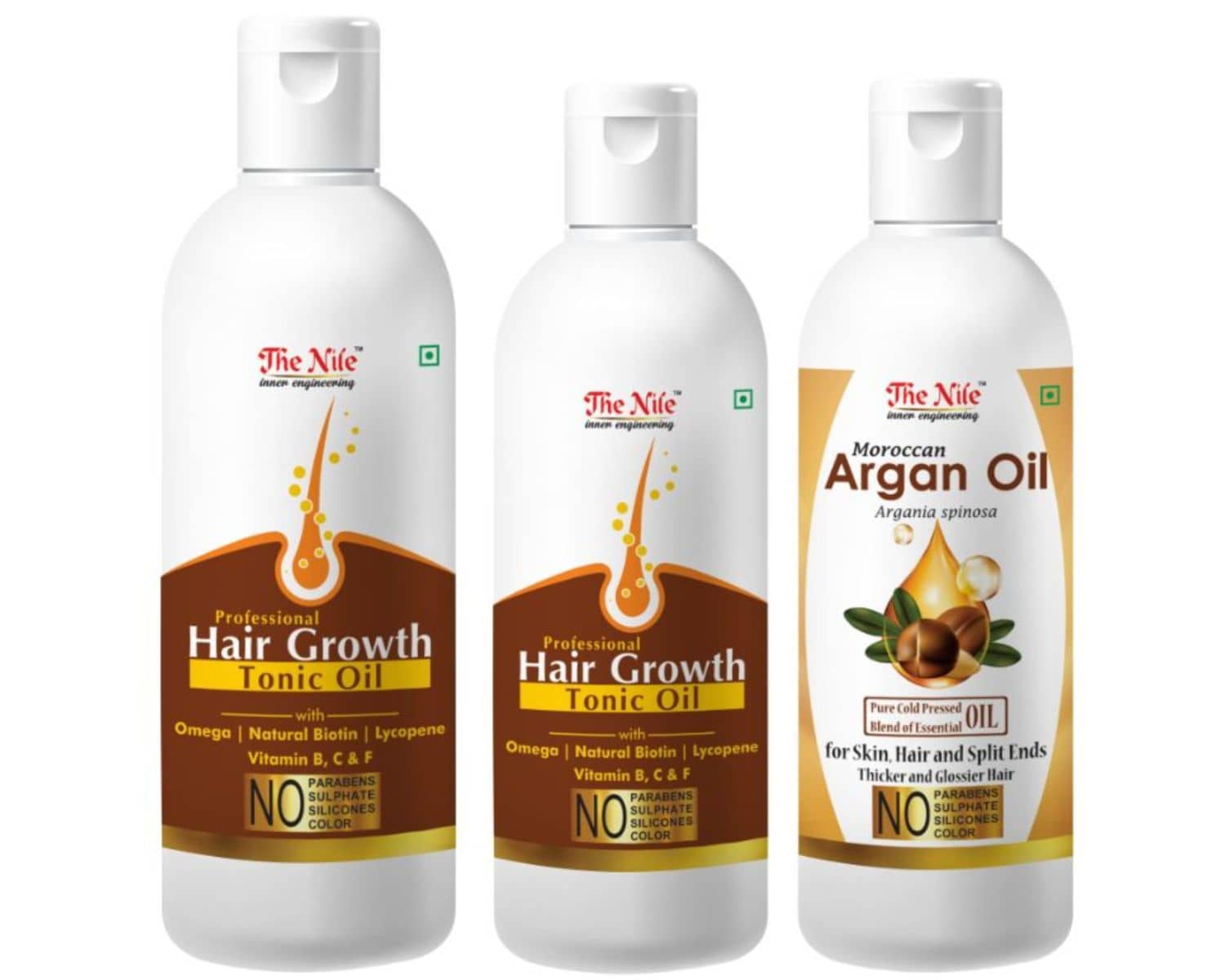 The Nile Hair Tonic  150 ML + Hair Tonic  100 ML + Argan Oil 100 ML 350 mL Pack of 3