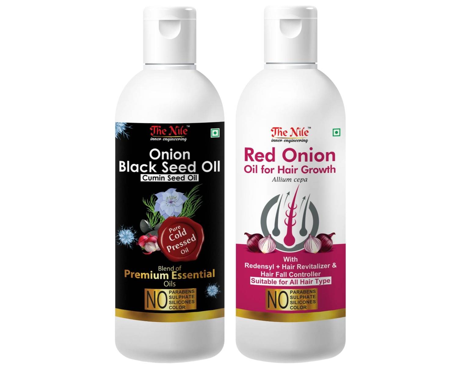 The Nile Onion Black Seed 150 ML + Red Onion 200 ML Hair Oil 350 mL Pack of 2 The Nile Onion Black Seed 150 ML + Red Onion 200 ML Hair Oil 350 mL Pack of 2