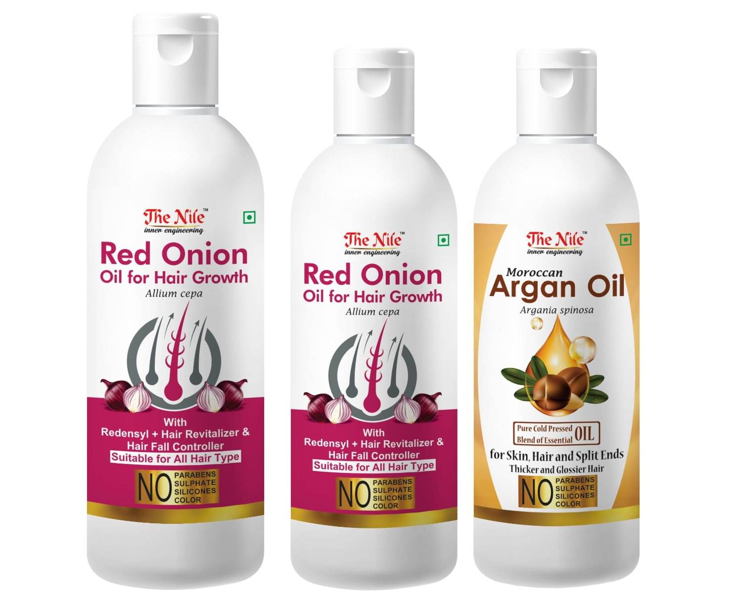The Nile Red Onion 150 ML + Red Onion 100 ML + Argan Oil 100 ML 350 mL Pack of 3 The Nile Red Onion 150 ML + Red Onion 100 ML + Argan Oil 100 ML 350 mL Pack of 3