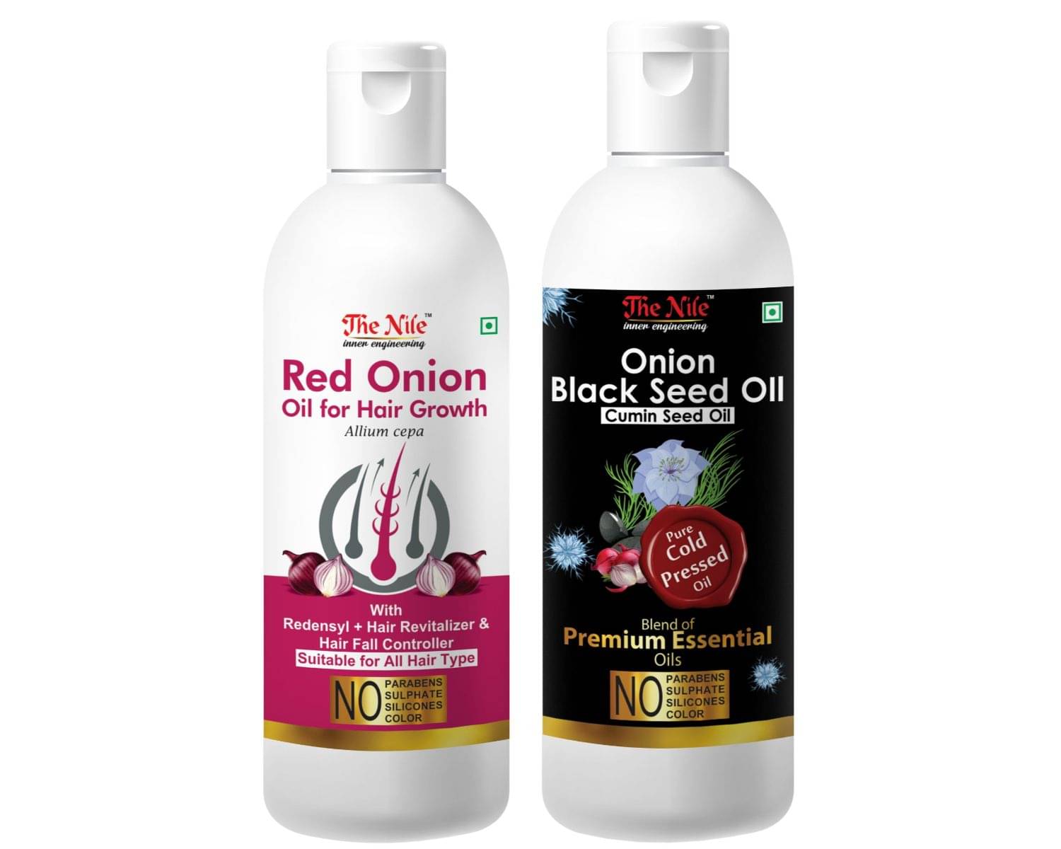     			The Nile Red Onion Oil 100 ML + Onion Black Seed 150 ML  Hair Oil 350 mL Pack of 2