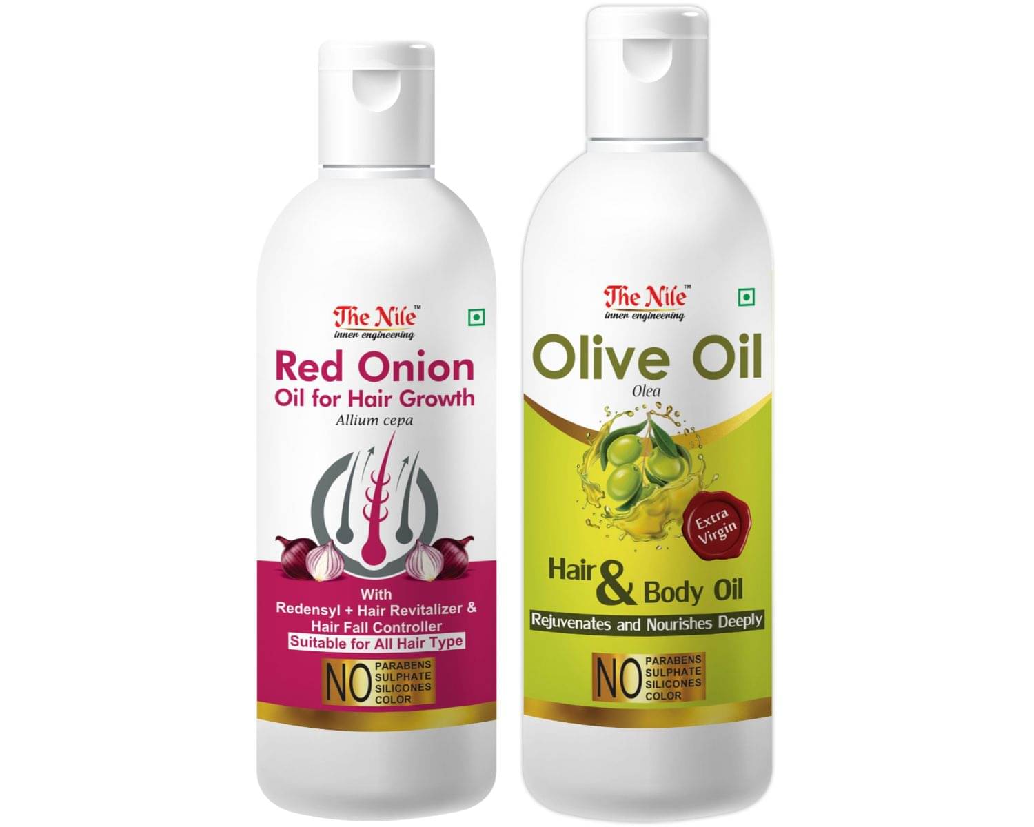 The Nile Red Onion Oil 100 ML + Olive 150 ML Hair Growth Oil 350 mL Pack of 2 The Nile Red Onion Oil 100 ML + Olive 150 ML Hair Growth Oil 350 mL Pack of 2