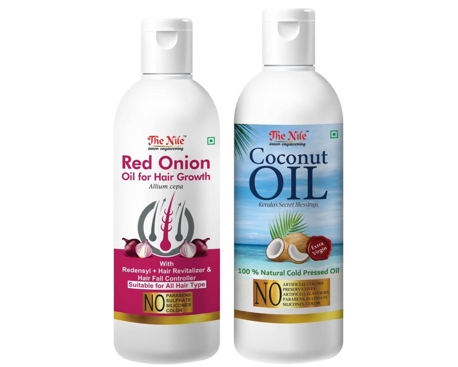The Nile Red Onion Oil 100 ML + Coconut 150 ML Hair & Skin Care 350 mL Pack of 2 The Nile Red Onion Oil 100 ML + Coconut 150 ML Hair & Skin Care 350 mL Pack of 2